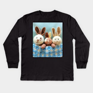 Three Bunnies in a Bed, and the Little One Said... Kids Long Sleeve T-Shirt